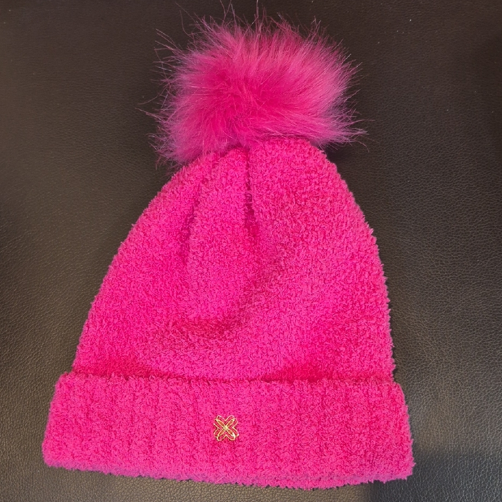 Lilly Pulitzer Bright Pink Pom Pom Beanie